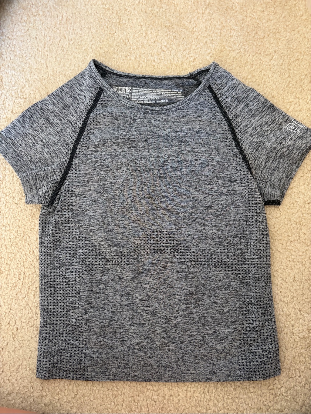 Pink Victoria's Secret Seamless Heather Gray Short Sleeve Workout Tee